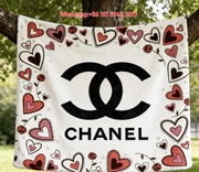 Chanel Heart & Rose Print Flannel Sofa Throw Blanket IMG_7034